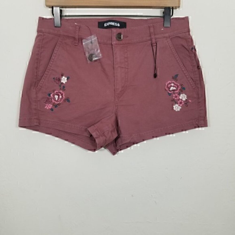 NWT‎ Express Embroidered Mid Rise Shortie Stretch Shorts Size 4